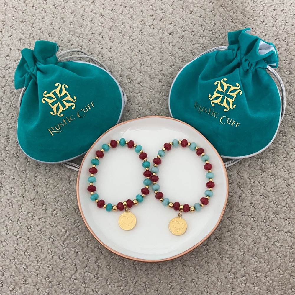 2 Rustic Cuff Bracelets Adult Sz Stretch Bracelet